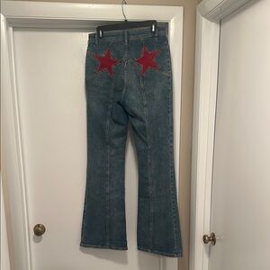 We The Free Vintage Wash High-Rise Flare Jeans — Blue